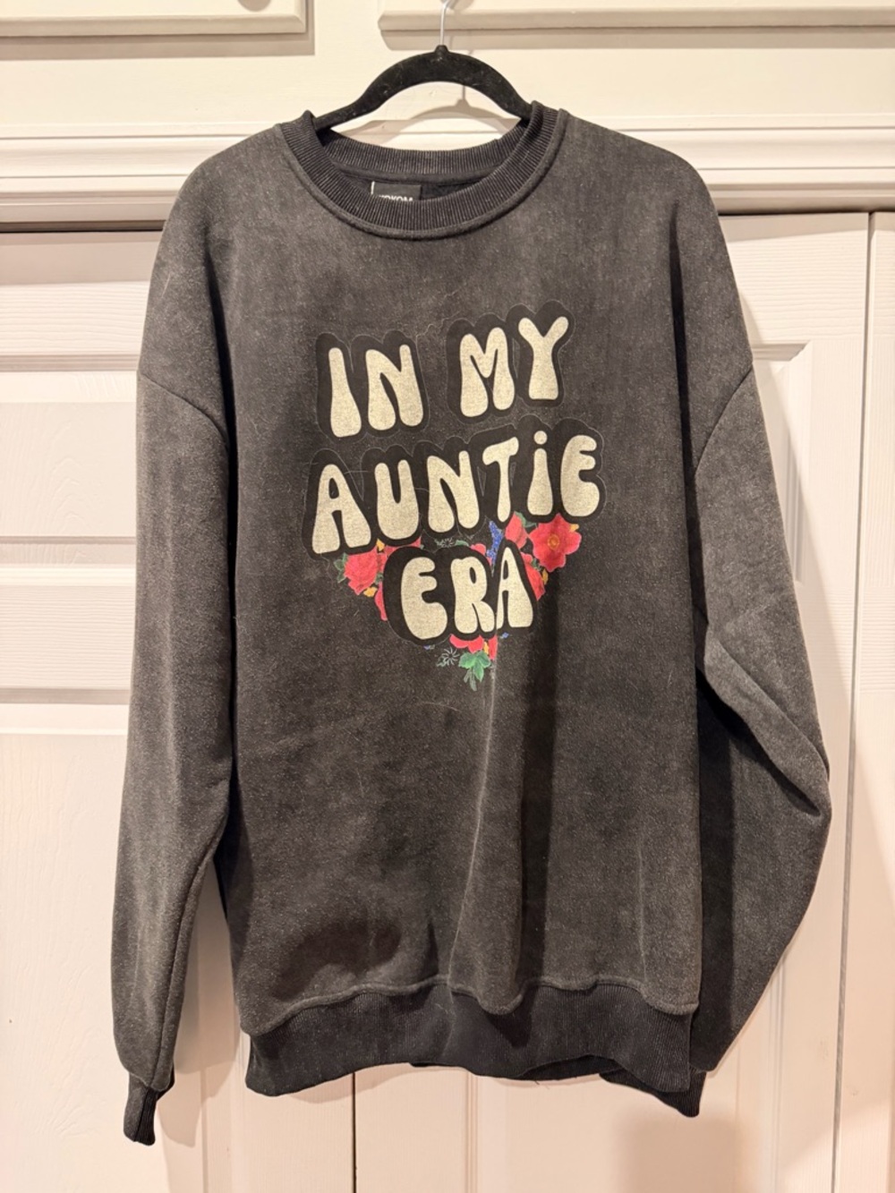 Washed Black "In My Auntie Era" Graphic Crewneck Sweatshirt (new no tags)